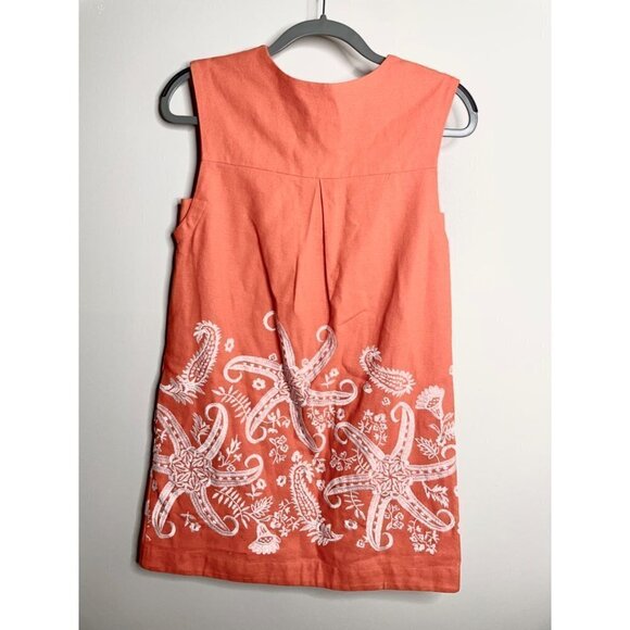 Maeve Orange Starfish Embroidered Linen Tunic Mini Dress Lined US 2 EU 34 NEW - Picture 4 of 6
